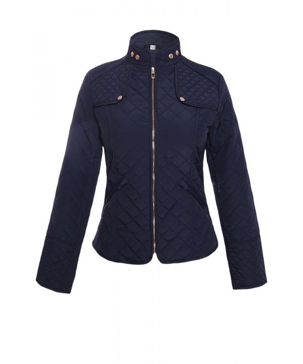 Navy Diamond Plaid Quilted Cotton Jacket