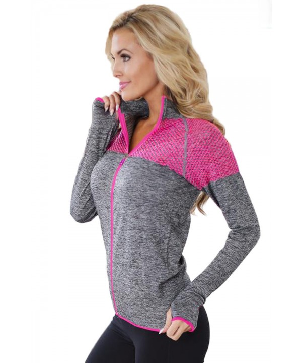 Gray Atheletic Running Yoga Jacket with Mesh Accen...